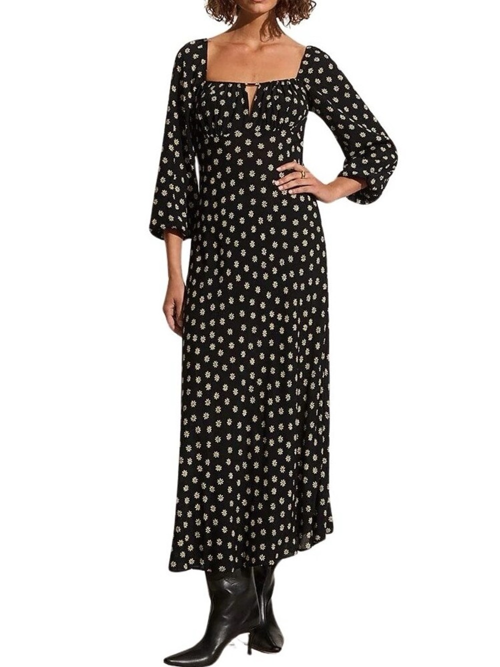 Faithfull The Brand Benedita Foral Maxi Dress Size 8 Dark Academia 90's Grunge